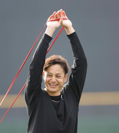 リラックスした表情でトレーニングする大竹（撮影・西田忠信）