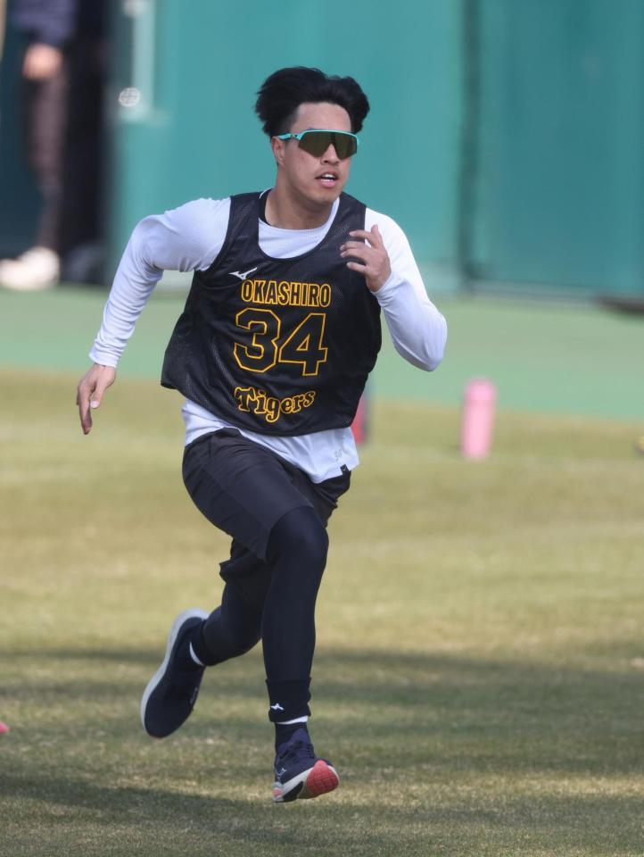 ダッシュをする岡城（撮影・中田匡峻）