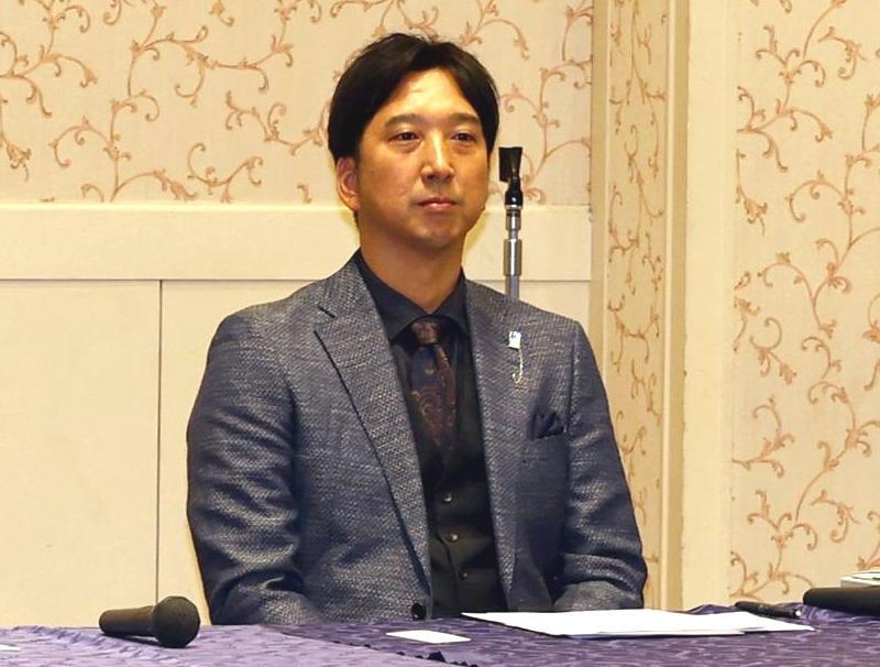 合同スタッフ会議に出席する藤川監督（撮影・山口登）