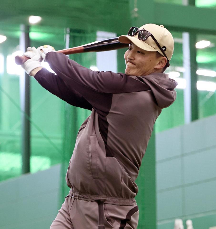 打撃練習をする元山（撮影・田中太一）