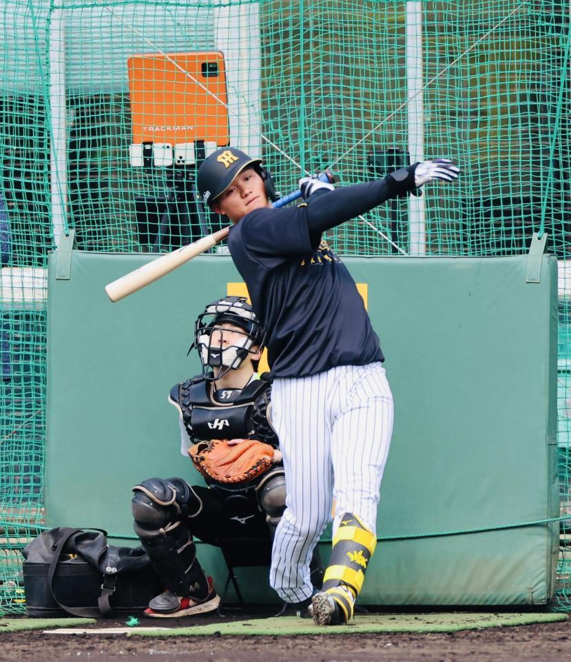 打撃練習する森下