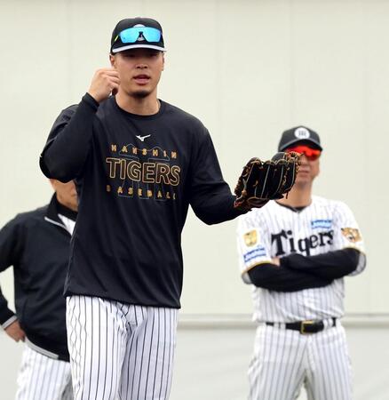 阪神 佐藤輝、大山、中野が約30分間の早出特守 藤川監督も見守る