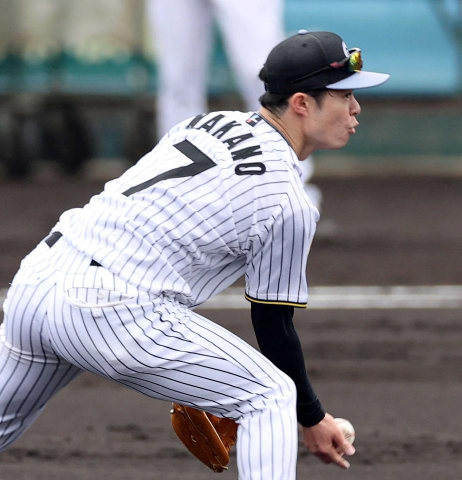 阪神・中野 新背番号「7」お披露目 ファンからは「似合ってる