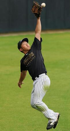 特守で打球に飛びつく中川（撮影・山口登）