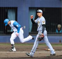 ２回、茨木は西川を二飛に打ち取る（撮影・山口登）