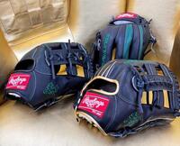 　立石の内野手用グラブ３種類（ローリングス社提供）