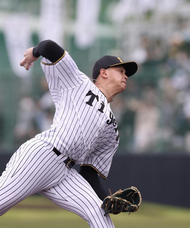 紅白戦に先発する能登（撮影・西田忠信）