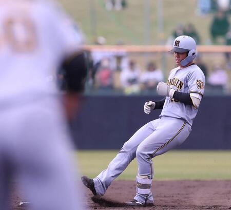 二塁打を放った谷端（撮影・西田忠信）