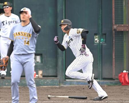 岩貞からソロを放つ大山（撮影・飯室逸平）