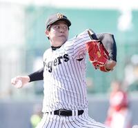 練習試合の楽天戦に先発する才木（撮影・西田忠信）