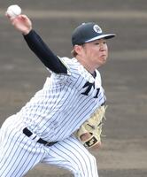 ライブＢＰに登板した西勇（撮影・坂部計介）