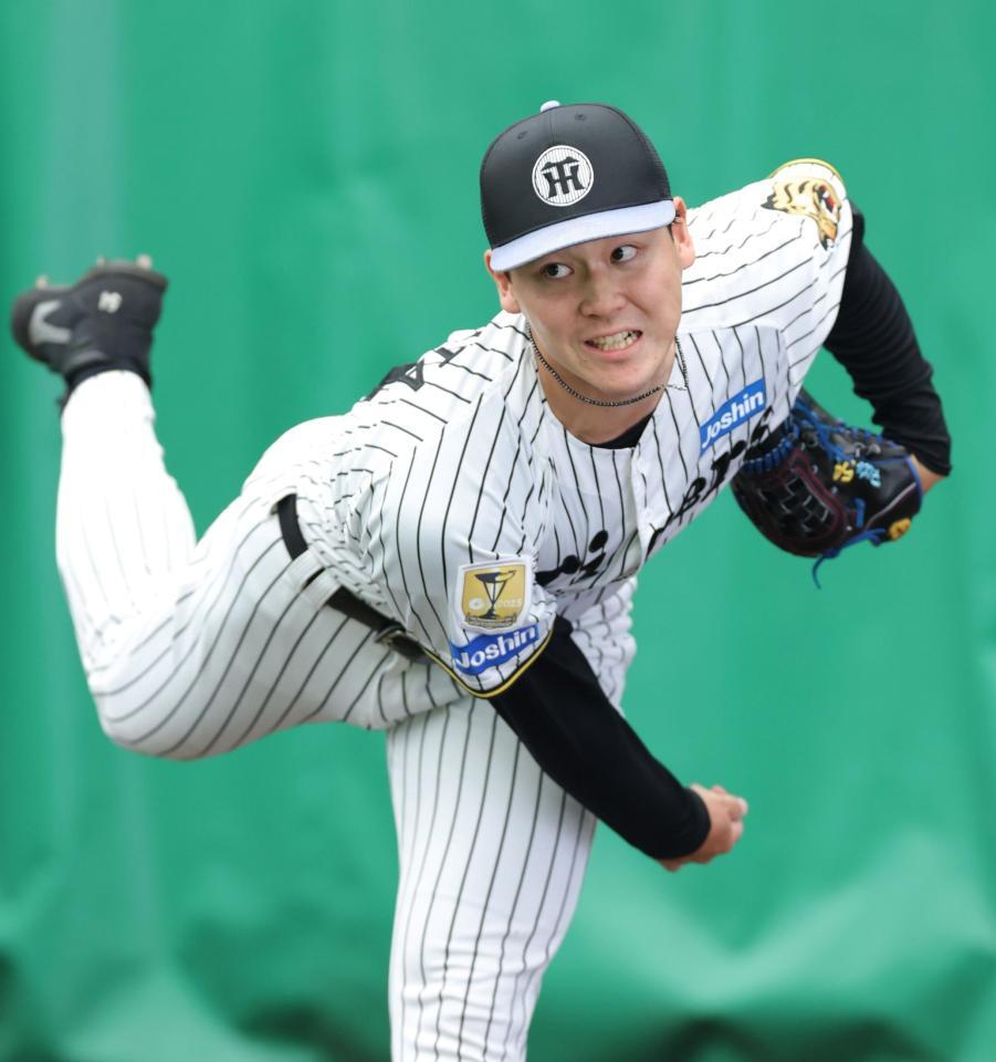 ブルペンで投げ込む木下（撮影・立川洋一郎）