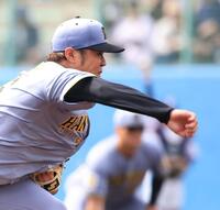 ３回、２番手で登板した西勇（撮影・坂部計介）