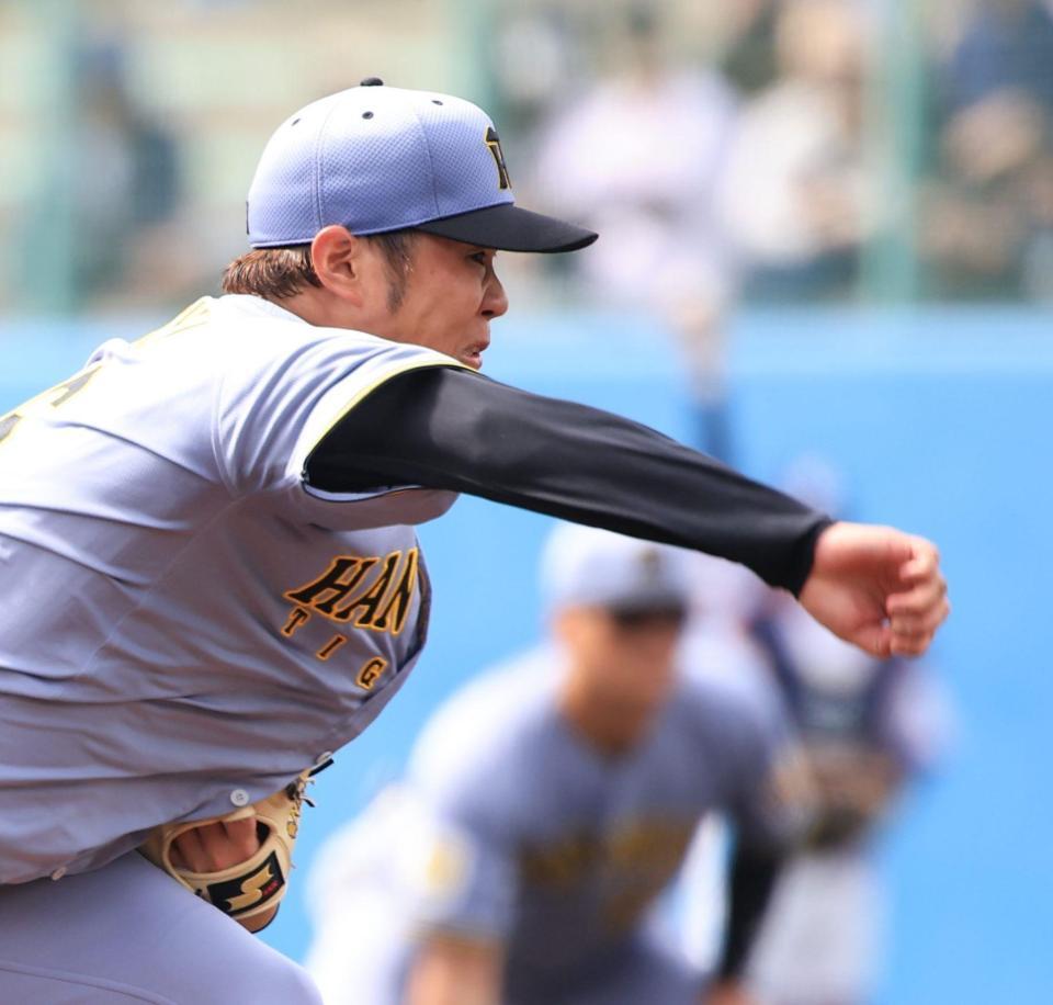 ３回、２番手で登板した西勇（撮影・坂部計介）