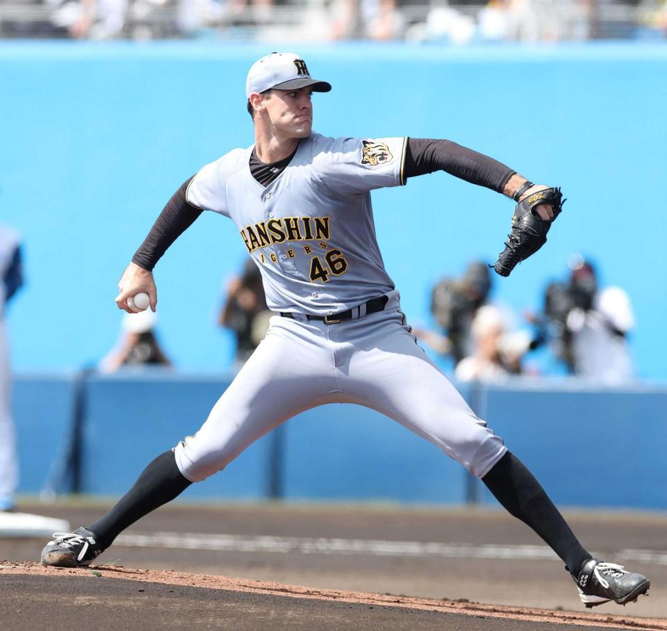 　力投するラグズデール（撮影・西田忠信）