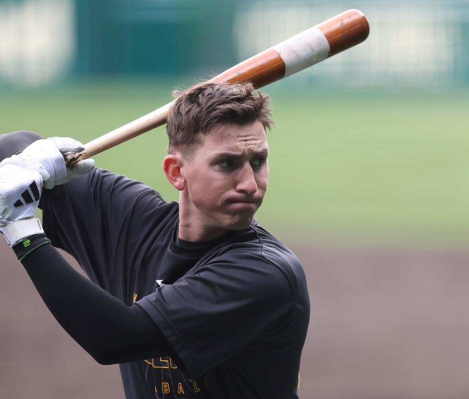 気合の入った表情でバットを持つディベイニー（撮影・西田忠信）