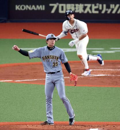 韓国代表イ・ジョンフに左前打を許す才木（撮影・山口登）