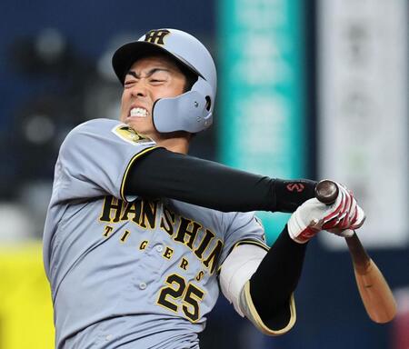 ７回、韓国代表の投手に対し、フルスイングする谷端（撮影・田中太一）