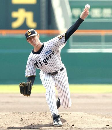 　力投する阪神先発のルーカス（撮影・西田忠信）