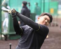 打撃練習でバットを振り込む嶋村（撮影・山口登）