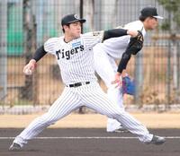 キャッチボールをする石黒（撮影・中田匡峻）