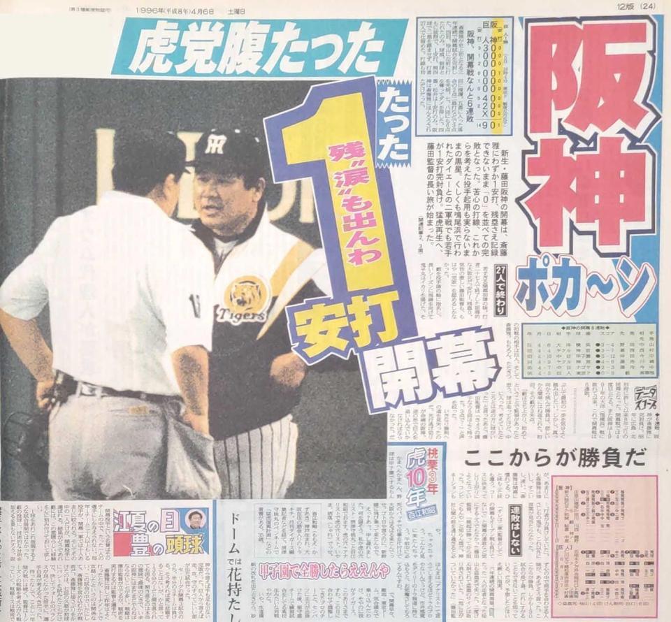 ９６年４月６日デイリスポーツ終面