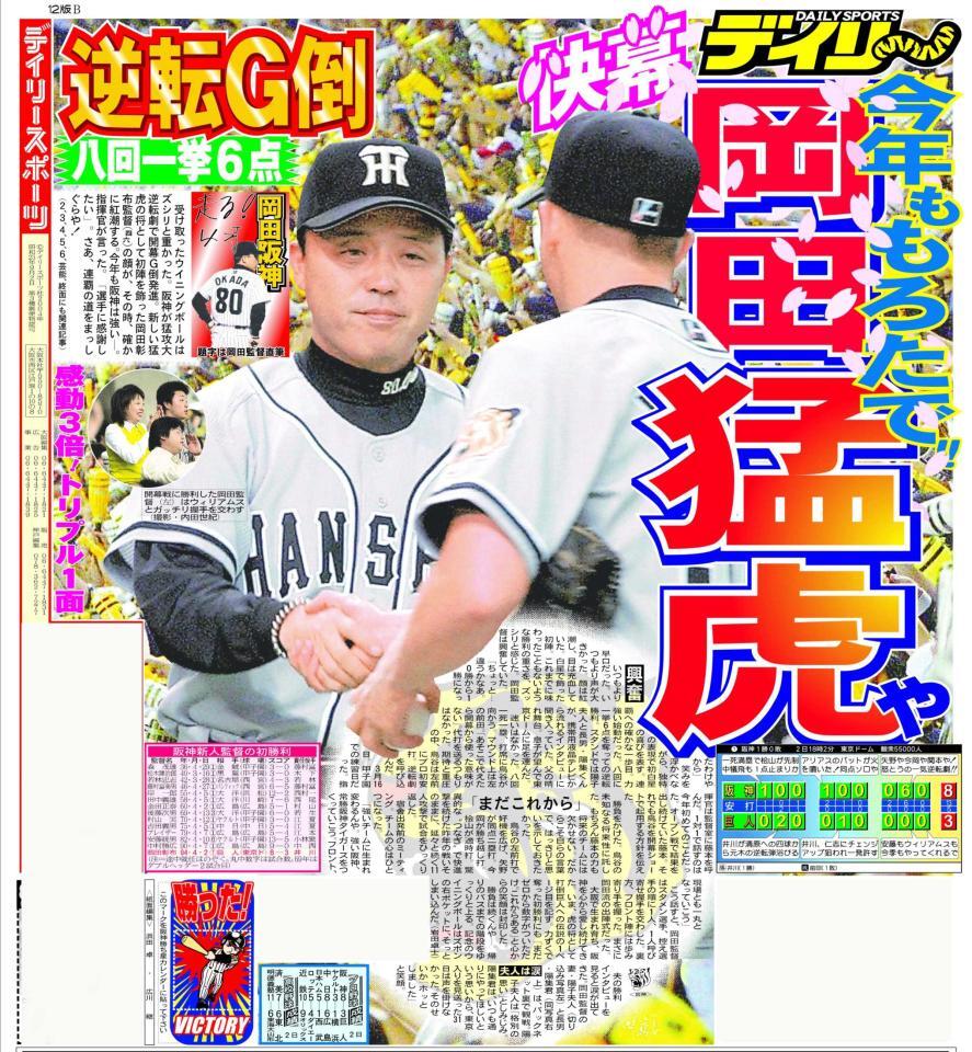 　０４年４月３日デイリースポーツ１面