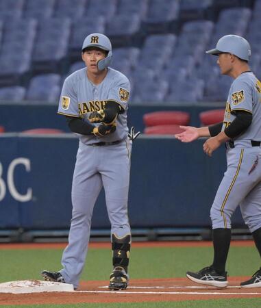 １回、内野安打で出塁した立石（撮影・金居みつよし）