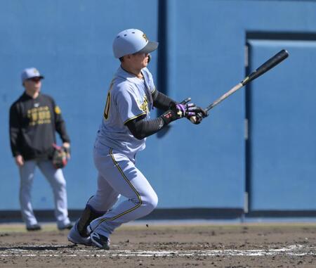 ５回、西純が左前に適時打を放つ（撮影・金居みつよし）