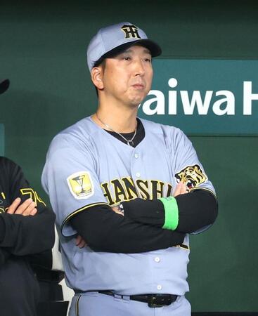 ８回、戦況を見る藤川監督（撮影・西岡正）