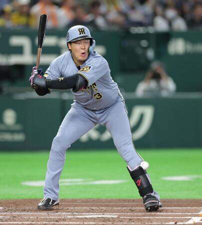 ２回、死球を受ける大山（撮影・西岡正）