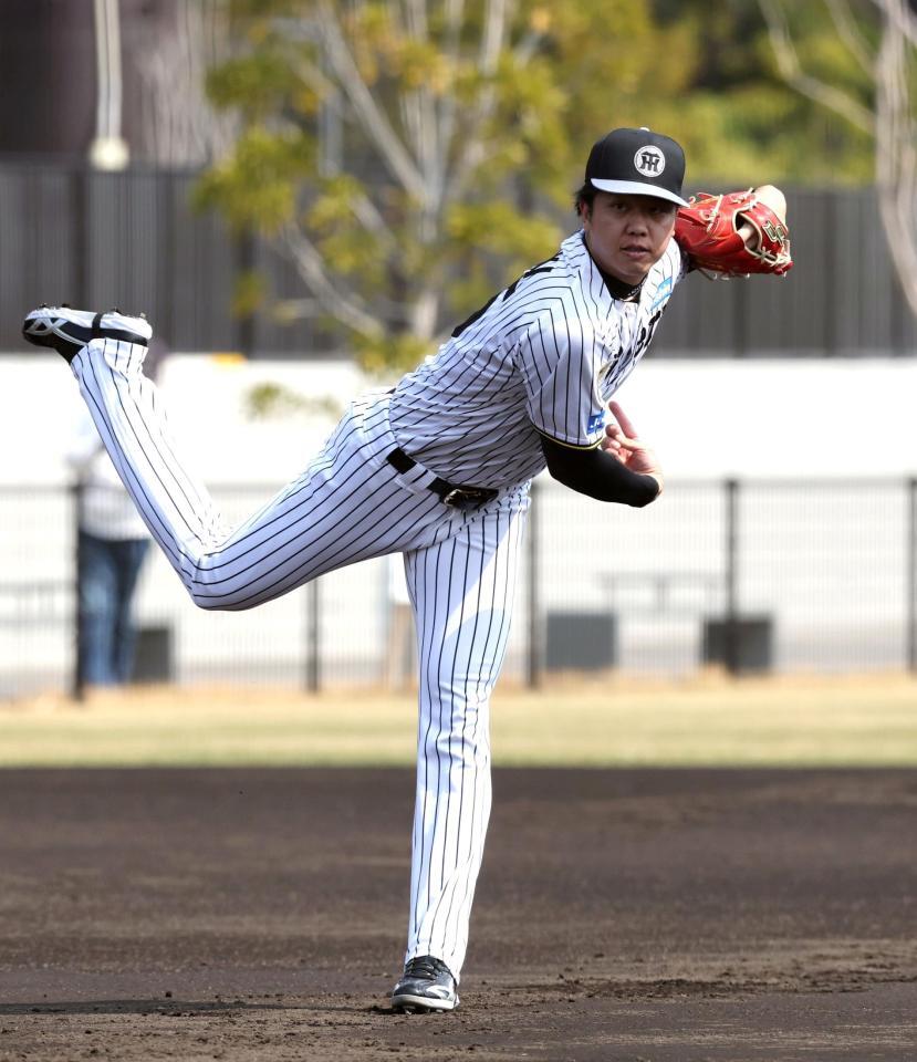 キャッチボールする才木（撮影・山口登）