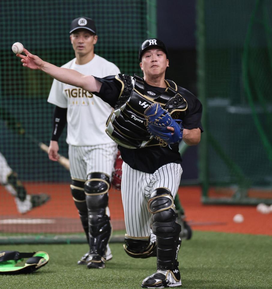 スローイングの練習をする伏見（撮影・田中太一）