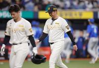 ＤｅＮＡに敗れ、グラウンドを引き揚げる坂本（左）と藤川監督（撮影・西田忠信）