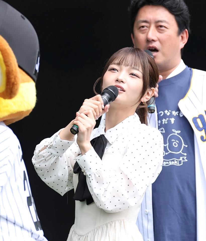 ＳＧＬスタジアムに登場した福留光帆（撮影・西田忠信）