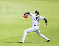 甲子園で調整する才木（撮影・西田忠信）