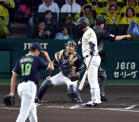 １回、見逃し三振に倒れる森下（撮影・山口登）