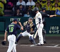 １回、見逃し三振に倒れる森下（撮影・山口登）