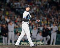 ９回、松本に勝ち越し打を許した岩崎（撮影・西田忠信）