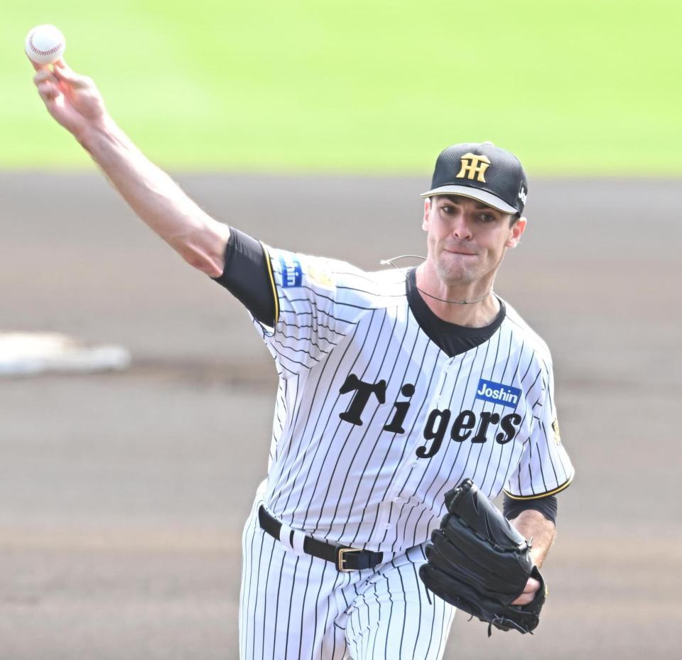 力投する阪神　カーソン・ラグズデール＝ＳＧＬ（撮影・高部洋祐）