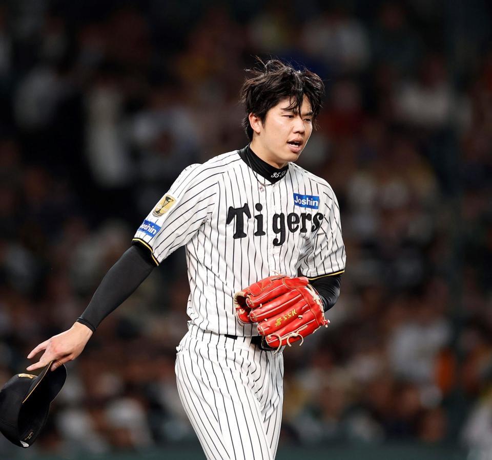 ６回、増田陸を捕邪飛に抑えた才木（撮影・西田忠信）