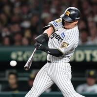７回、適時打を放つ前川（撮影・田中太一）