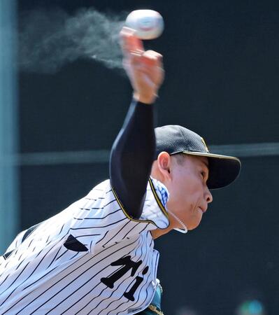 ソフトバンク打線を相手に力投する早川（撮影・立川洋一郎）