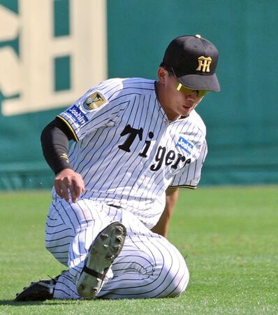 ８回、打球を処理する立石（撮影・立川洋一郎）