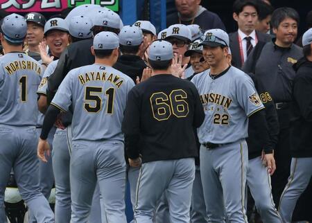 勝利をよろこぶ藤川監督（撮影・金田祐二）