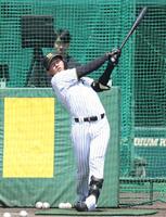 　打撃練習をする立石（撮影・中田匡峻）