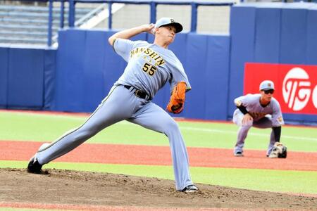１回、力投する能登。右後方は一塁手・戸井