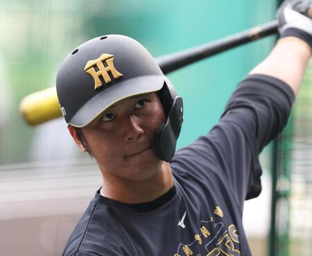 打撃練習をする井坪（撮影・西田忠信）