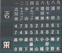 阪神対巨人８回戦のスタメン（撮影・西田忠信）