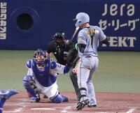 ５回、死球を受ける森下（撮影・立川洋一郎）